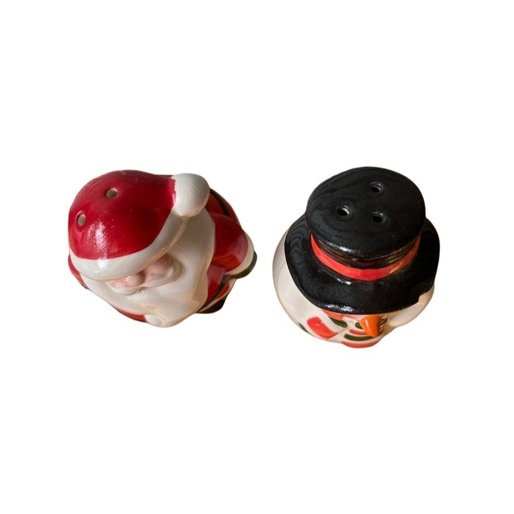 Santa Claus SnowMan Frosty Salt Pepper Shakers Christmas Winter - Picture 2 of 4